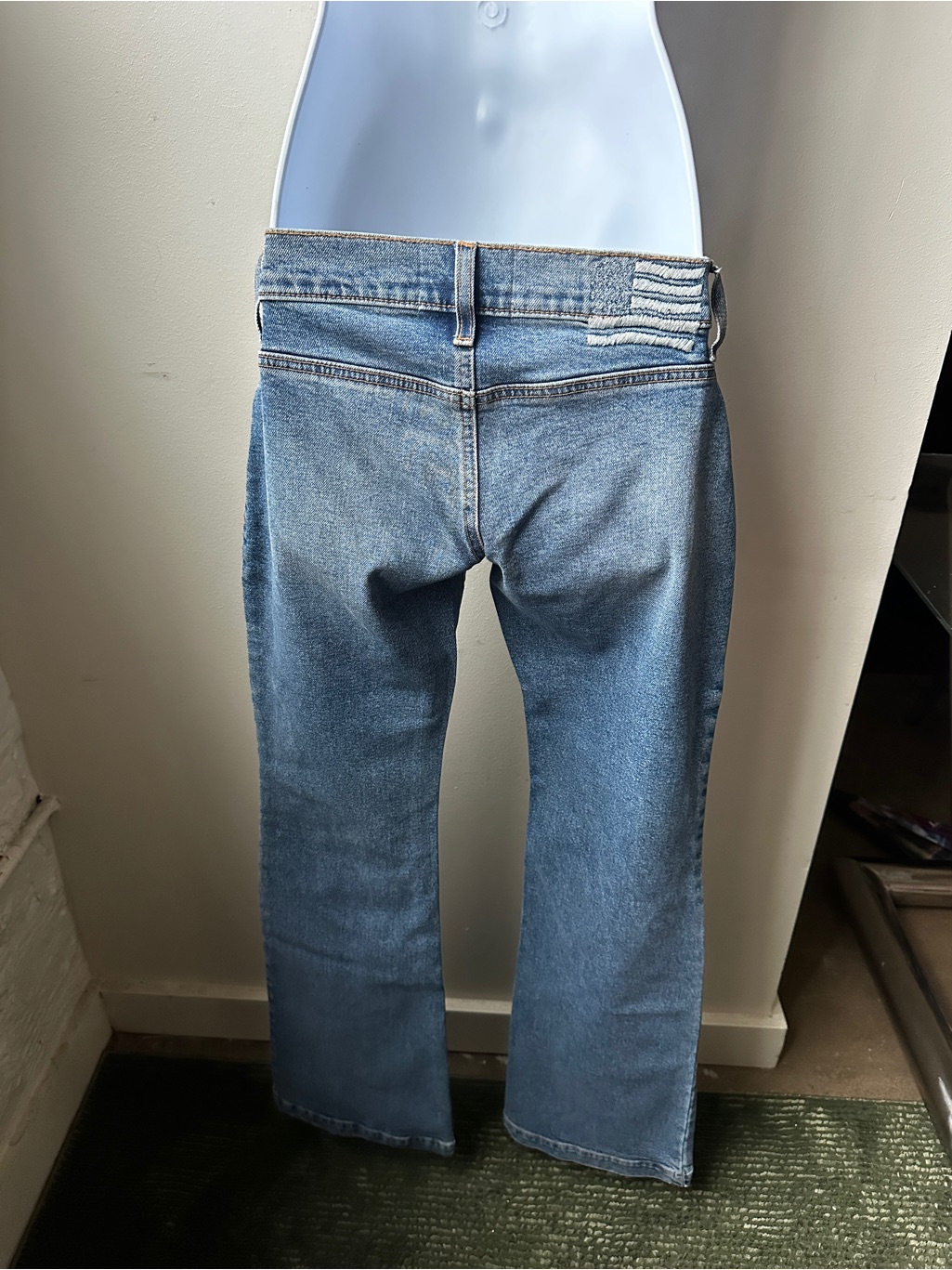 Y2k Ultra Low Rise Flare Jeans Bootcut Button Fly Light Wash Denim 2000s Indie M — image 8 of 8